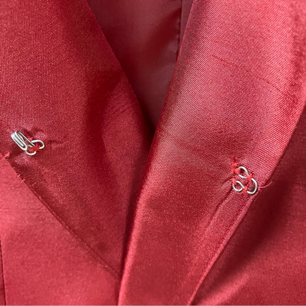 Vintage Y2k Career JACKIE JON NEW YORK Blazer Jacket SZ 14 Red Party Classic - Picture 6 of 8